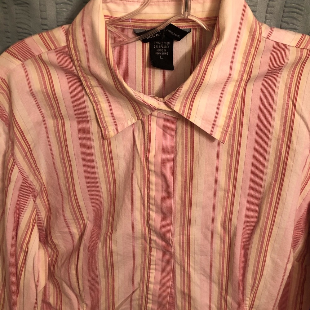 Moda International Multi Color Striped Top Large - Picture 2 of 11